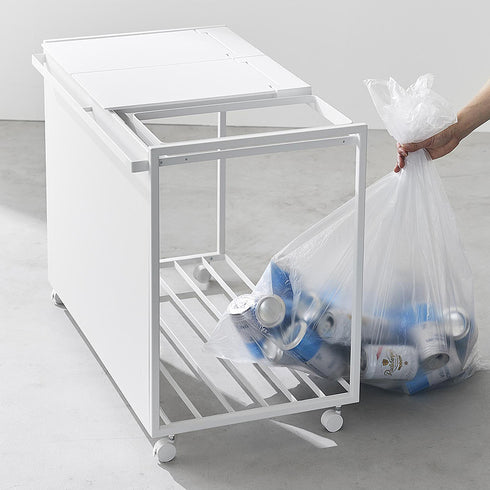 蓋付き目隠し分別ダストワゴン タワー45L 3分別.|s9
